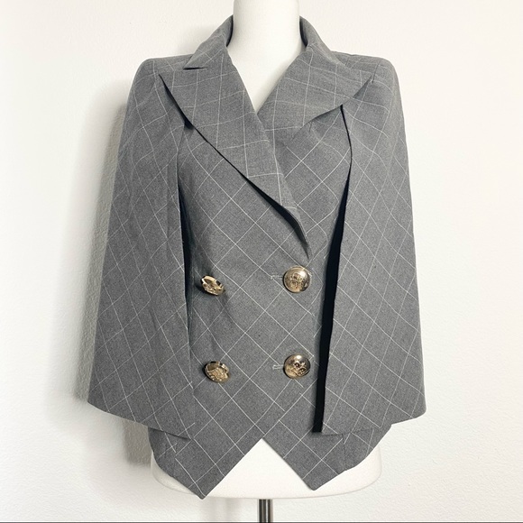 Jackets & Blazers - Gray Blazer Cape/Jacket